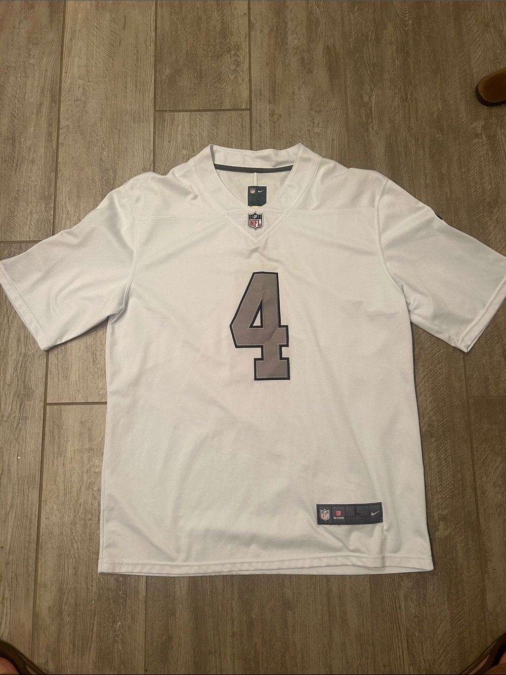 Nike Men's White Football Jersey with Gray No.4